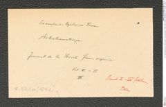 k.k. naturhistorisches Hofmuseum, Intendanzakten 1885-1896 (Hauer), Aktenzahl Z.371.a/1891, Seite 1